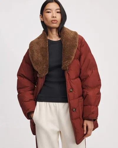 Rag & Bone Angie Long Down Jacket In Deep Red