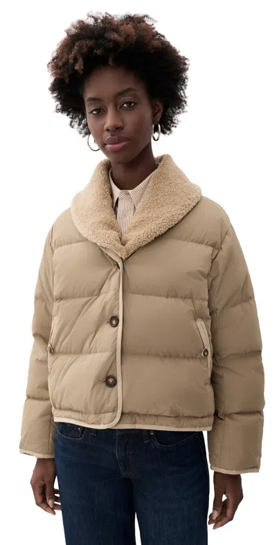 Rag & Bone Angie Puffer Jacket Khaki In Metallic