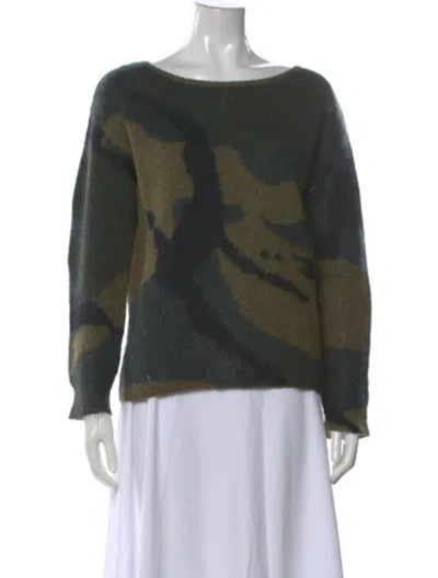 Pre-owned Rag & Bone Angora Camouflage Print Sweater In Green