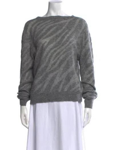 Pre-owned Rag & Bone Animal Print Bateau Neckline Sweater In Gray