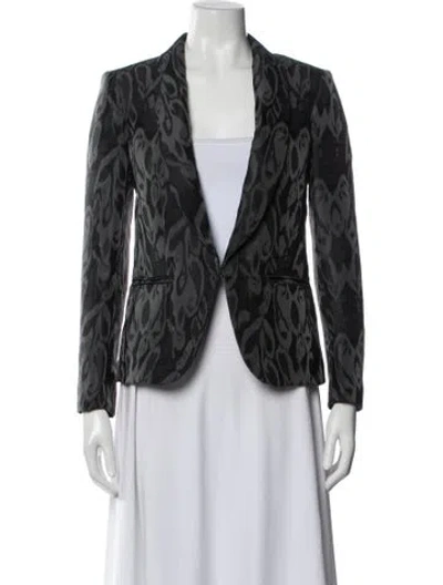 Pre-owned Rag & Bone Animal Print Blazer In Black