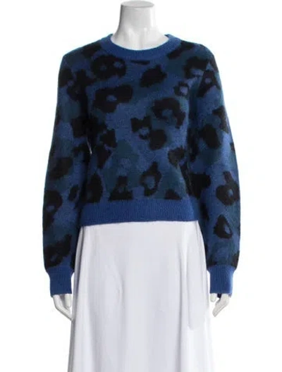 Pre-owned Rag & Bone Animal Print Crew Neck Sweater In Black/blue