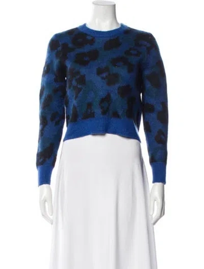 Pre-owned Rag & Bone Animal Print Crew Neck Sweater In Blue