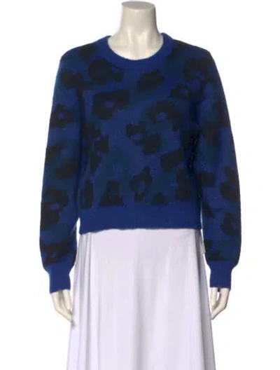 Pre-owned Rag & Bone Animal Print Crew Neck Sweater In Blue