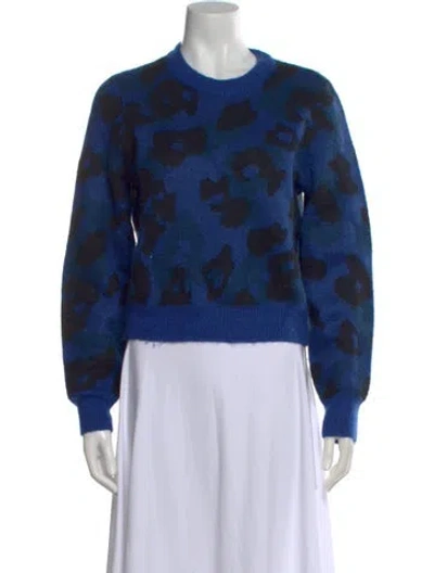 Pre-owned Rag & Bone Animal Print Crew Neck Sweater In Blue