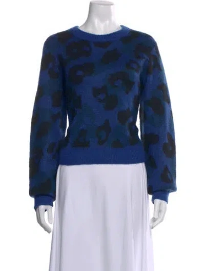 Pre-owned Rag & Bone Animal Print Crew Neck Sweater In Blue