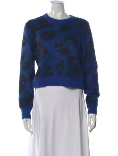 Pre-owned Rag & Bone Animal Print Crew Neck Sweater In Blue