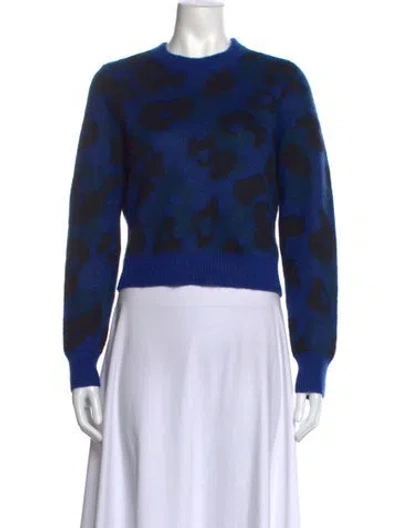 Pre-owned Rag & Bone Animal Print Crew Neck Sweater In Blue