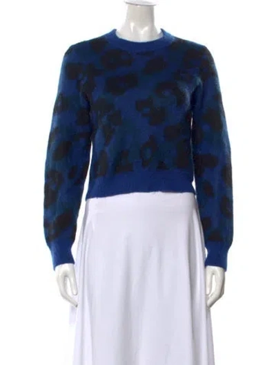 Pre-owned Rag & Bone Animal Print Crew Neck Sweater In Blue