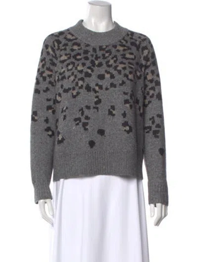 Pre-owned Rag & Bone Animal Print Crew Neck Sweater In Gray