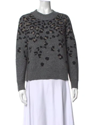 Pre-owned Rag & Bone Animal Print Crew Neck Sweater In Grey