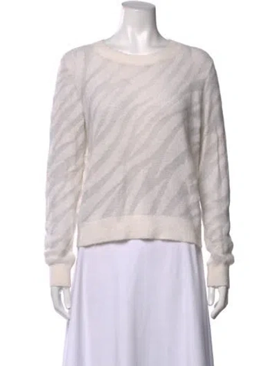 Pre-owned Rag & Bone Animal Print Crew Neck Sweater In White
