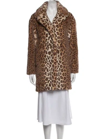 Pre-owned Rag & Bone Animal Print Faux Fur Coat In Brown