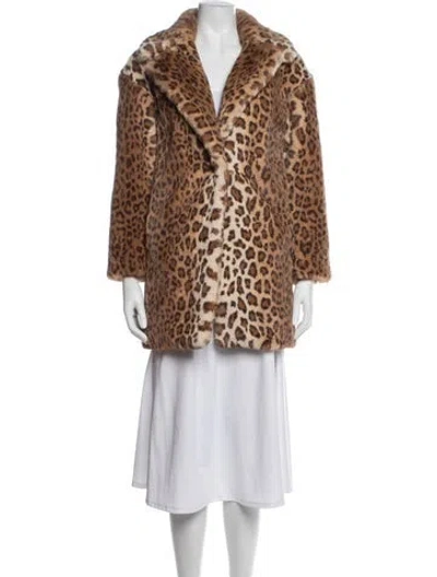 Pre-owned Rag & Bone Animal Print Faux Fur Coat W/ Tags In Brown