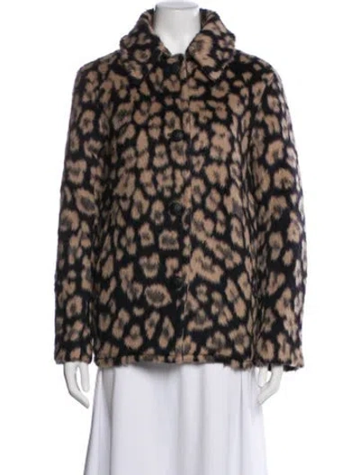 Pre-owned Rag & Bone Animal Print Faux Fur Jacket In Brown