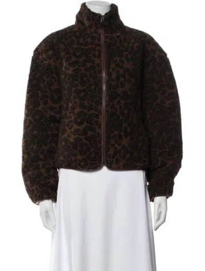 Pre-owned Rag & Bone Animal Print Faux Fur Jacket In Brown