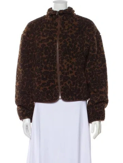 Pre-owned Rag & Bone Animal Print Faux Fur Jacket In Brown