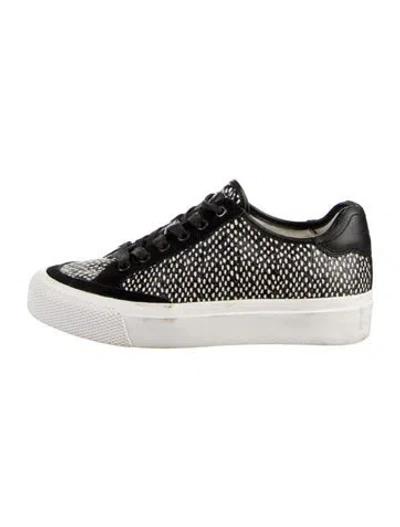 Pre-owned Rag & Bone Animal Print Leather Trim Embellishment Sneakers In Black