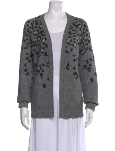 Pre-owned Rag & Bone Animal Print Open Front Sweater In Gray