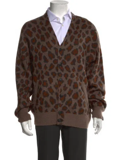 Pre-owned Rag & Bone Animal Print V-neck Cardigan W/ Tags In Brown