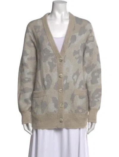 Pre-owned Rag & Bone Animal Print V-neck Sweater In Grey