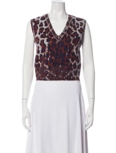 Pre-owned Rag & Bone Animal Print V-neck Sweater In Grey