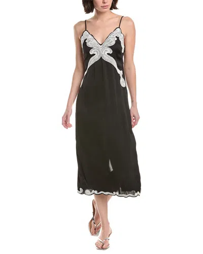 Rag & Bone Ann Embroidered Slip Dress In Black