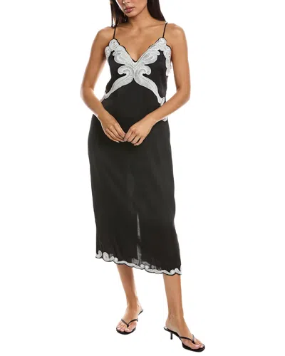 Rag & Bone Ann Embroidered Slip Dress In Black