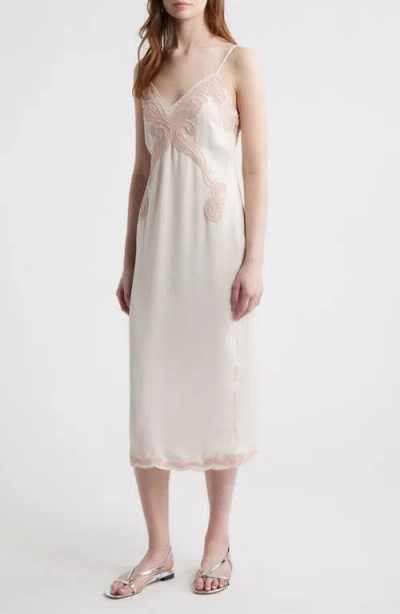 Rag & Bone Ann Embroidery Detail Midi Slipdress In White