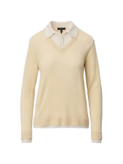 Rag & Bone Anne Long Sleeve Polo Sweater Btter In Yellow
