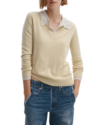 Rag & Bone Anne Long Sleeve Polo Sweater Btter In Yellow