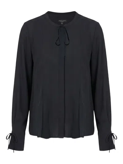 Rag & Bone Arden Pleated Blouse In Black