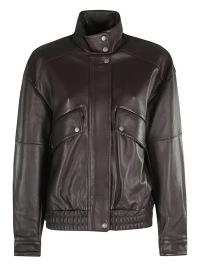 Rag & Bone Aria High-neck Leather Jacket In Brown