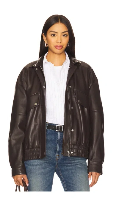 Rag & Bone Aria Leather Bomber In Brown