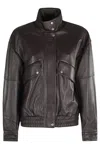 Rag & Bone Aria Panelled Leather Bomber Jacket In Brown