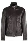 Rag & Bone Aria Panelled Leather Bomber Jacket In Brown