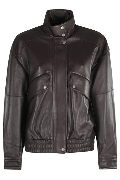 Rag & Bone Aria Leather Bomber In Gray