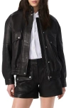 Rag & Bone Aria Leather Bomber Jacket In Black