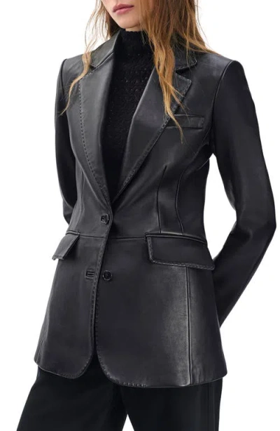 Rag & Bone Ash Leather Blazer In Black