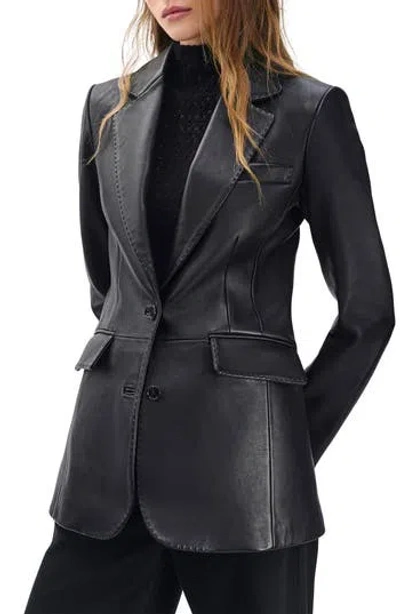 Rag & Bone Ash Leather Blazer In Black
