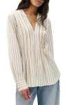 Rag & Bone Asher Stripe Pleated Cotton Blouse In White
