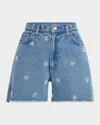Rag & Bone Aspen Embellished Denim Shorts Blue Embellished In Blue