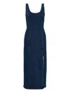 Rag & Bone Athena Denim-panelled Midi Dress In Blue