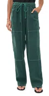 Rag & Bone Atlas Linen Drawstring Carpenter Pants In Green