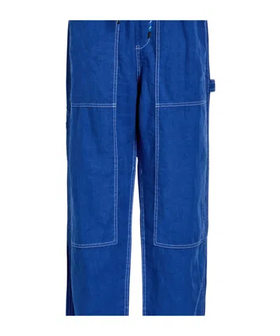 Rag & Bone Atlas Panelled Relaxed Straight-leg Linen Trousers In Blue