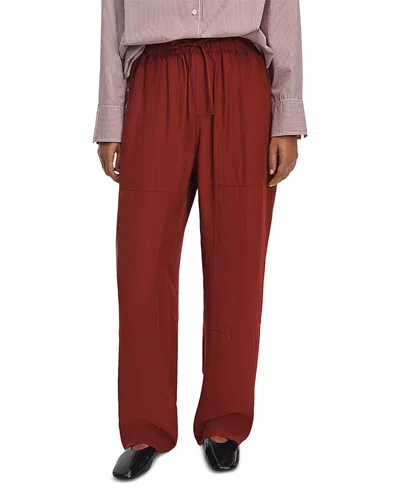Rag & Bone Atlas Satin Drawstring Waist Pants In Brown