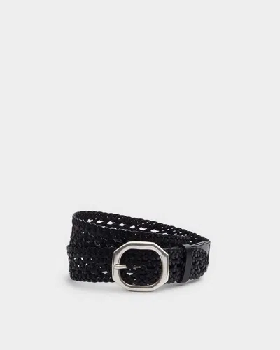 Rag & Bone Audrey Woven Italian Leather Belt In Black