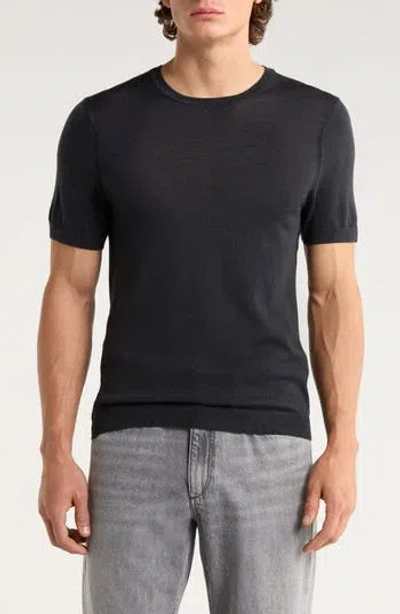 Rag & Bone Aulton Short Sleeve Wool Blend Sweater In Charc