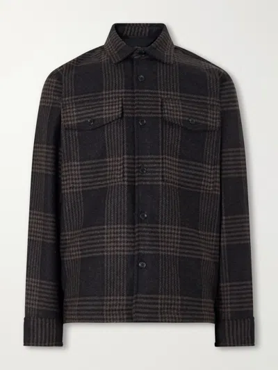 Rag & Bone Austin Prince Of Wales Wool-blend Overshirt In Black