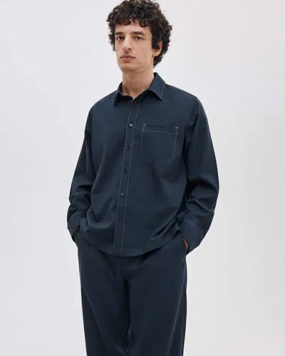 Rag & Bone Austin Tropical Wool Shirt In Blue